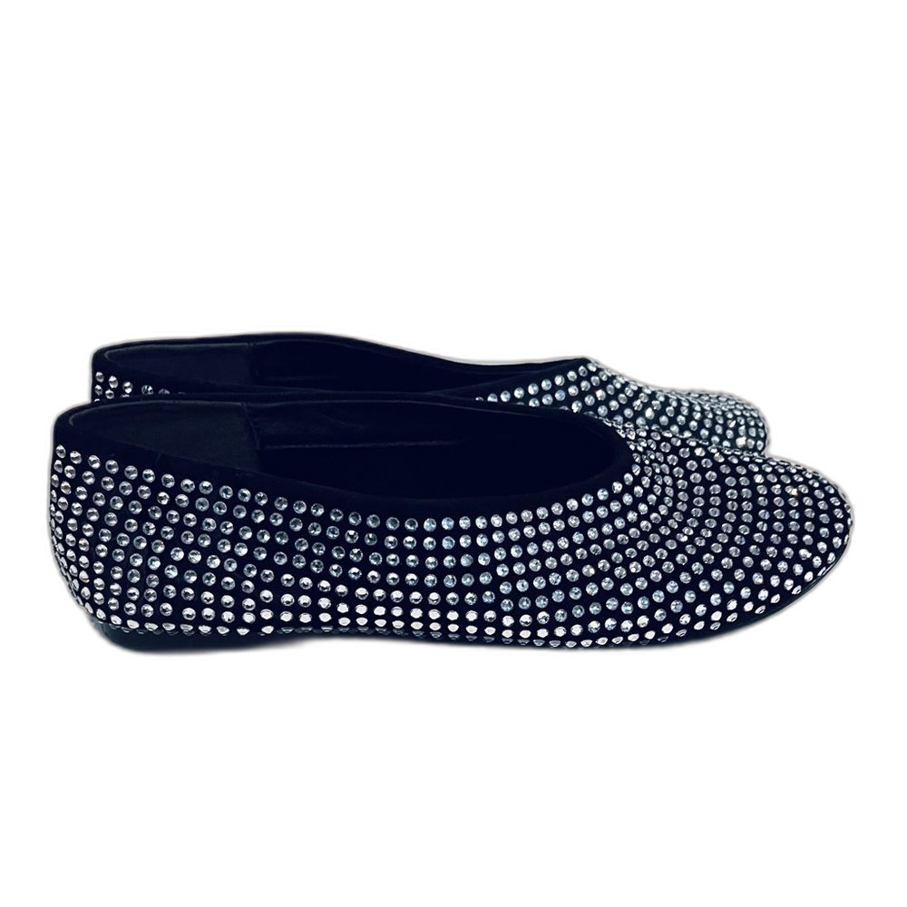 RAYE Jane Flat Black - Size 7 | Crystal Embellished Suede Flats - Picture 2 of 3